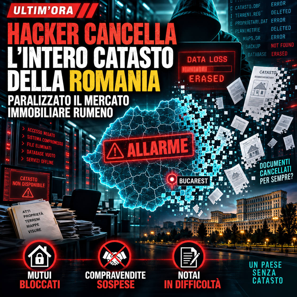 Illustrazione dell’attacco ransomware all’infrastruttura virtualizzata ANCPI